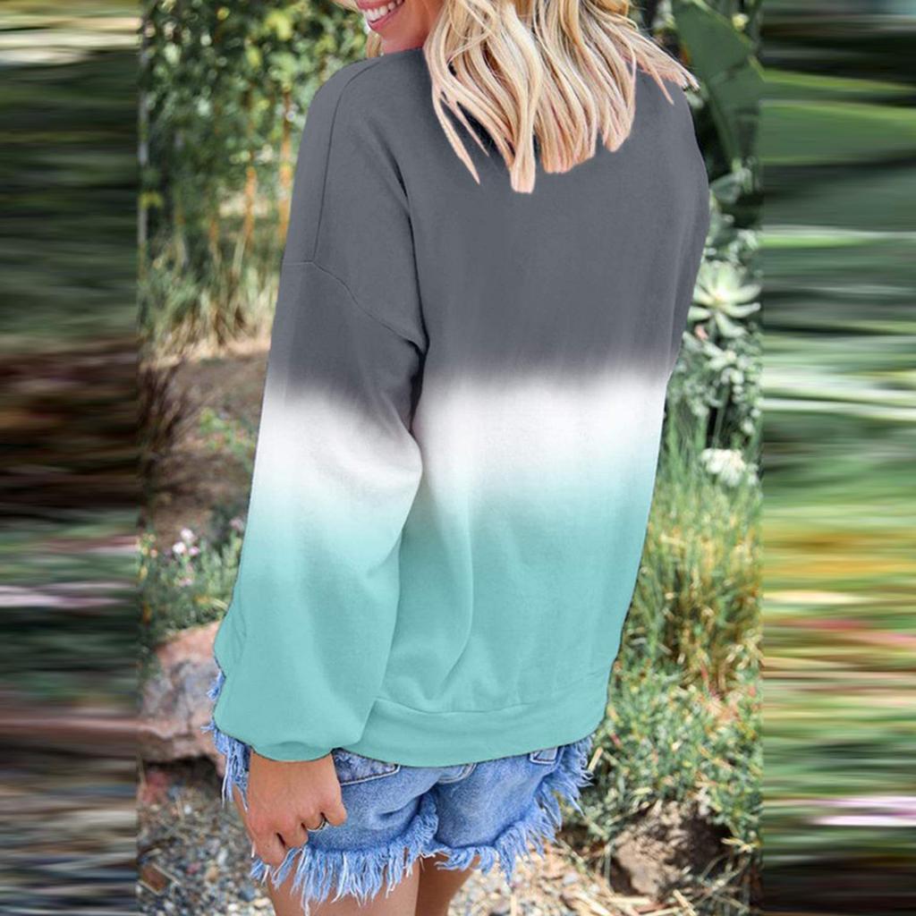 Mode Frauen Sweatshirt Langarm Sweatshirt Tie-Dye Gedruckt Pullover Tops