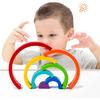 Wooden Rainbow Stacking Toy, Wood Stacker Arch Game, Montessori Arch Bridge Rainbow Building Blocks, Colorful Stacking Blocks Puzzles for Kids 2 3 4