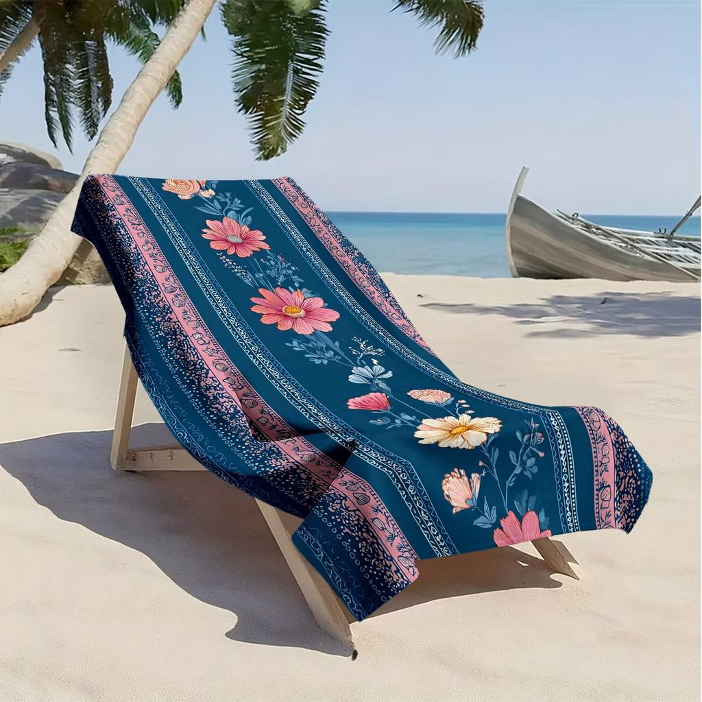 Retro floral exquisite flower pattern polyester microfiber beach towel is highly absorbent, suitable for swimming beach outings
