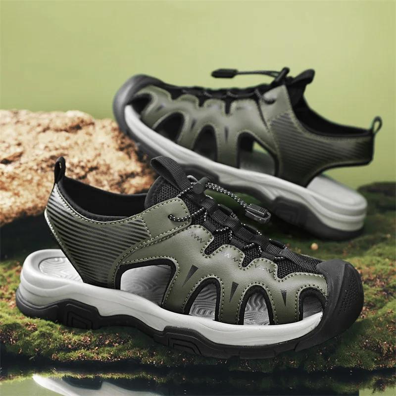 Men'Sandals Summer 2024 Shoes High Quality Leather Mens Sandals Summer Outdoor Comfortable Men's Beach Sandals Mans Footwear