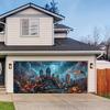 Spooky Halloween Garage Banner - Vibrant Skull & Pumpkin Design with Tombstone, Durable Polyester Outdoor Decor