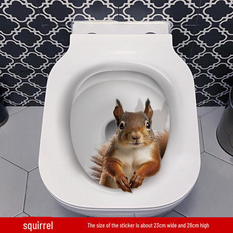 

3D наклейки на крышку и стену для кошачьего туалета - самоклеящиеся украшения для ванной комнаты 25x30 cm