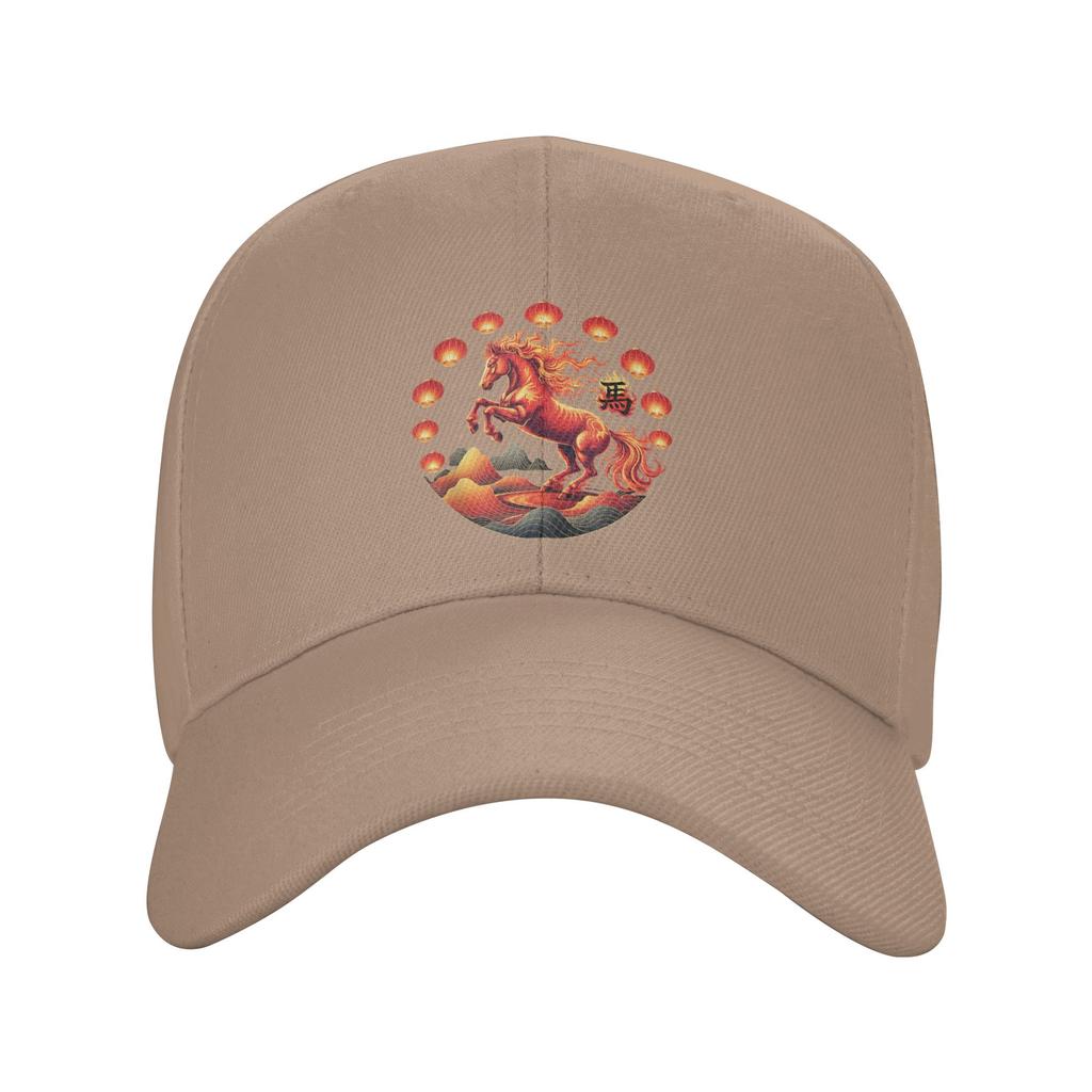 Fire Horse Chinese Zodiac Symbol 2026 Lunar New Year Baseball Cap Vintage Men Trucker Hat Design Outdoor Sport Baseball Caps
