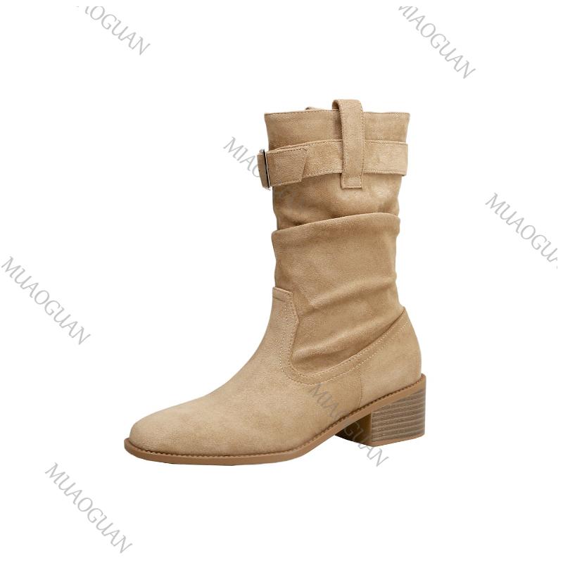 Vintage Fashion Western Cowboy Boots Autumn Winter New High Long Booties Platform Thick Heel Street versatile Shoes