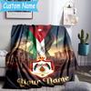 Custom Name Jordanian football Blanket Flannel Blanket for Camping, Hiking, Garden Parties, Picnic Essentials,gift for family and friend