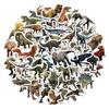 AquaLoach Dinosaur Sticker Set 50 Waterproof PVC Decals T-Rex Triceratops Pteranodon Designs