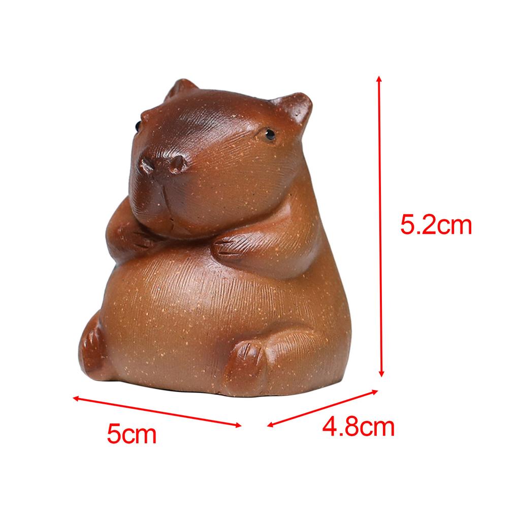 Capybara Tea Pet Statue Lovely Tea Pet Ornaments Pottery Clay Mini Capybara Sculpture for Home Bedroom Shelf Office Tea Lovers