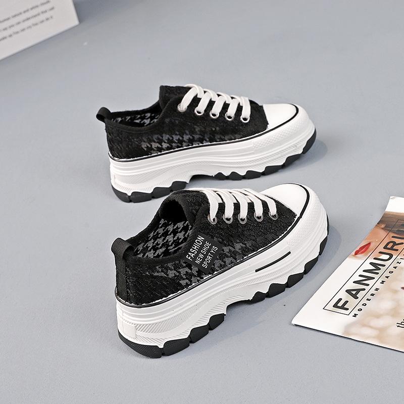 Thick-soled Platform Canvas Shoes for Women Summer Breathable All-match Casual Sneakers