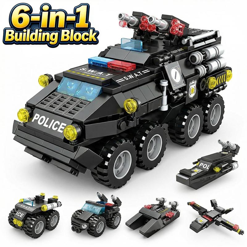 Urban SWAT Armored Vehicle Building Blocks Military Tank DIY Police Car Building Blocks Set Boys DIY Toys Christmas Holiday Gift