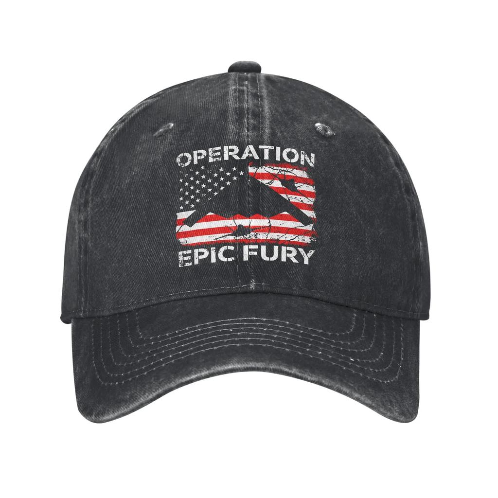 Washed Baseball Cap Operation Epic Fury Summer Trucker Hat For Unisex Women Classic Outdoor Sport Sun Snapback Cap