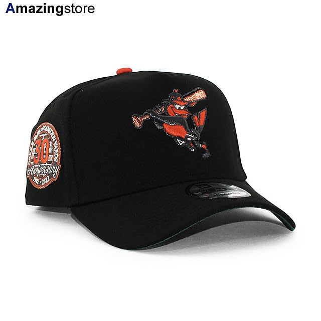 Exclusive New Era 9FORTY Snapback Cap 940 MLB MiLB NFL NBA Hat with Color Brim and Side Patch Orioles Anniversary EU/AU (Baltimore (30th Black))