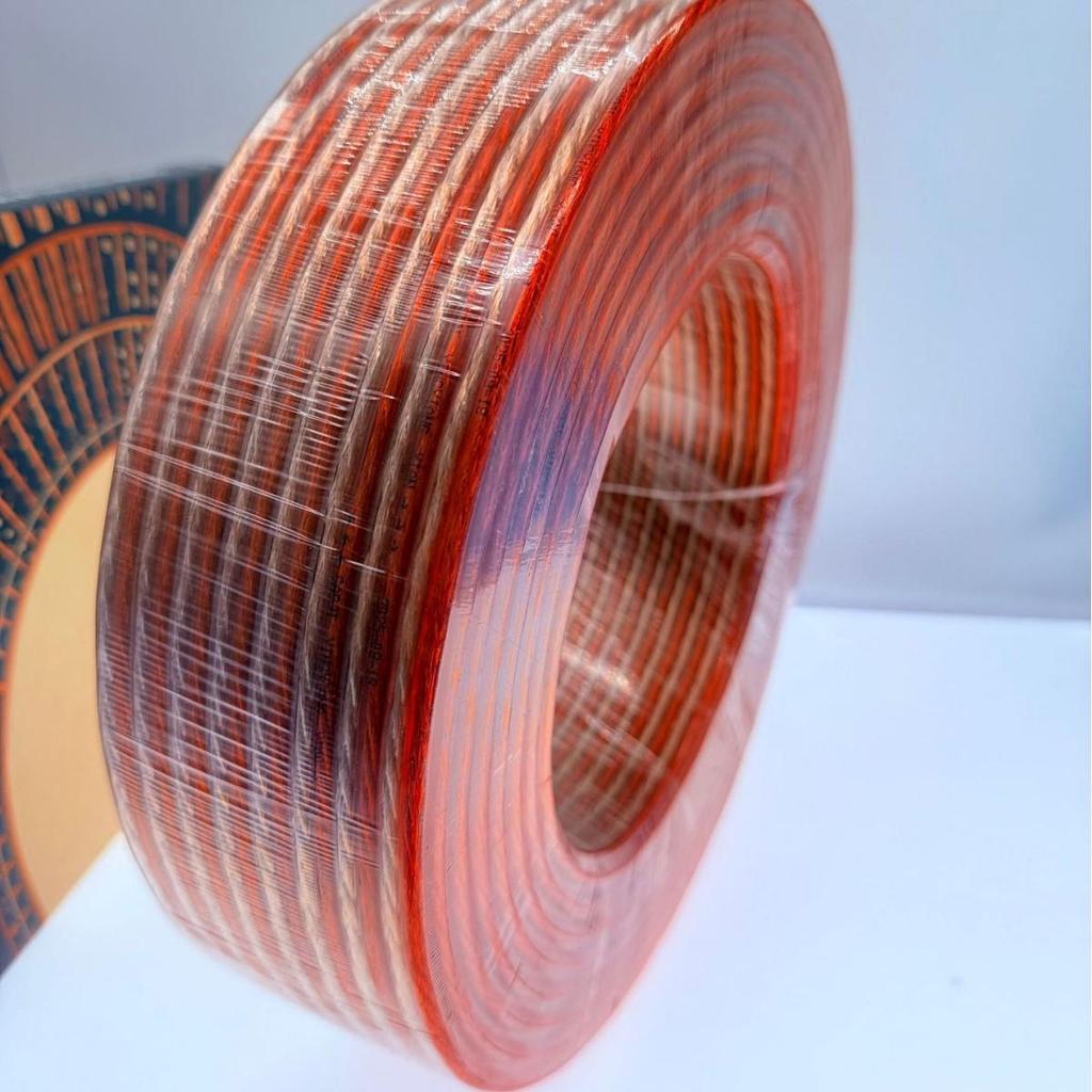 600-Core Transparent Red & White Car Audio Speaker Cable
