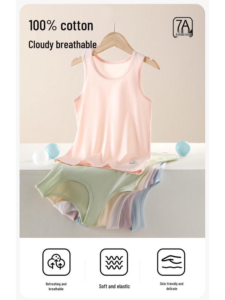 Kids' Summer Cotton Sleeveless Vest - Unisex Base Layer for Tweens