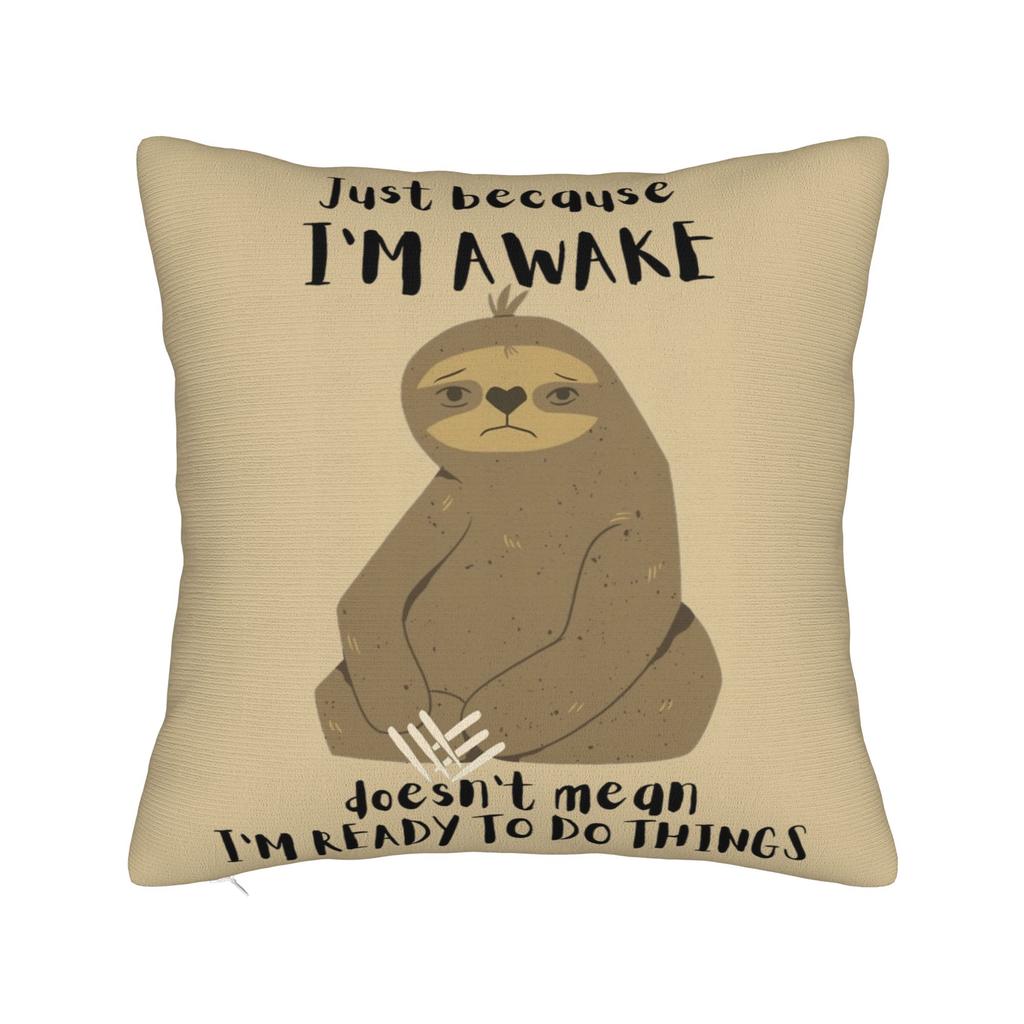Decorative Pillow Covers Just Because Im Awake Funny Quote Accessories Home Throw Pillow Case Cover Zippered MultiSize