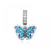 PAndora 792698c01 Blue Murano Glass Butterfly Pendant And Dangle Silver Charm