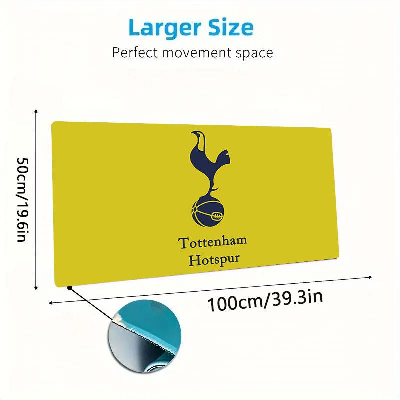 FC Tottenham Hotspur logo Mouse Pad, Large Gaming Desk Mat, Non-slip XXL Mousepad for Laptop & Tablet, Mini PC Playmat with Stitched Edges