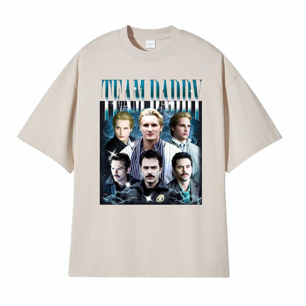 

Team Daddy Charlie Swan and Carlisle Cullen Print T Shirt Unisex Women Vintage Classic T Shirts 100 Cotton Oversized Cozy Tshirts 4XL