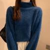 Winter Imitate Mink Wool Hot Fleecing Female Turtleneck Thicken Elastic Casual Sweater Women Knitted Tops Pullovers Soft  Warm