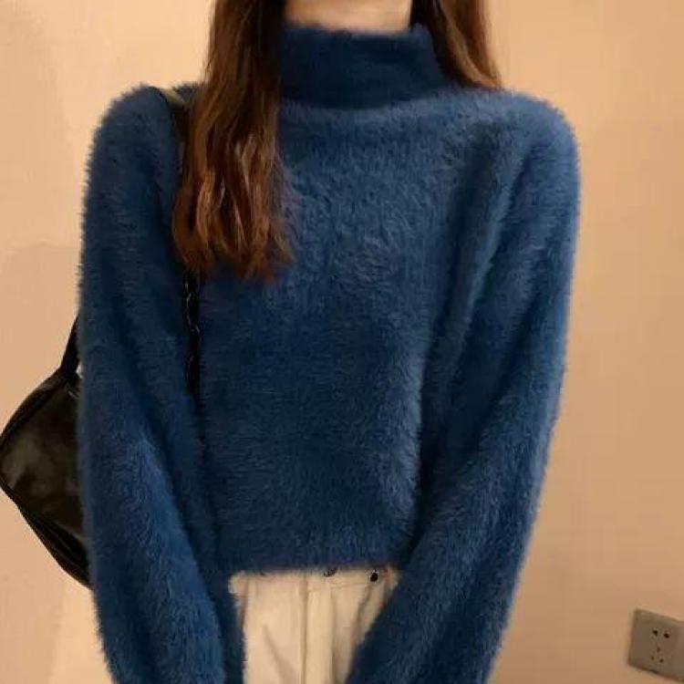 Winter Imitate Mink Wool Hot Fleecing Female Turtleneck Thicken Elastic Casual Sweater Women Knitted Tops Pullovers Soft  Warm