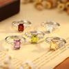 Popular S925 Whole Body Sterling Silver Natural Amethyst Citrine Topaz Colored Treasure Ring Women