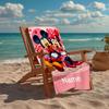 Custom Name Ultra-Soft Beach Towel with Mickey Minnie Theme,Ideal for Pool - Camping, Diving - Perfect Travel Essential, Vibrant Beach Towel.