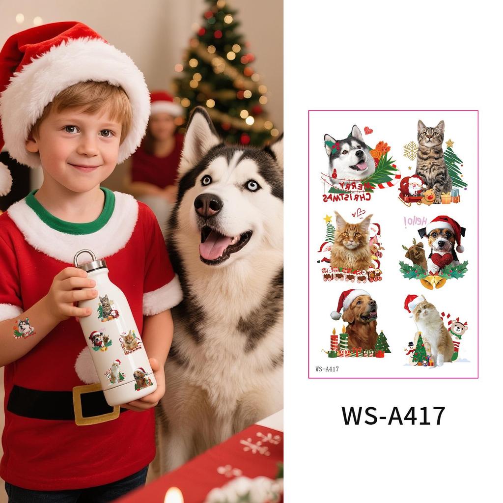 Christmas Tattoo Stickers for Pets, DIY Decor, Guitar & Water Cup