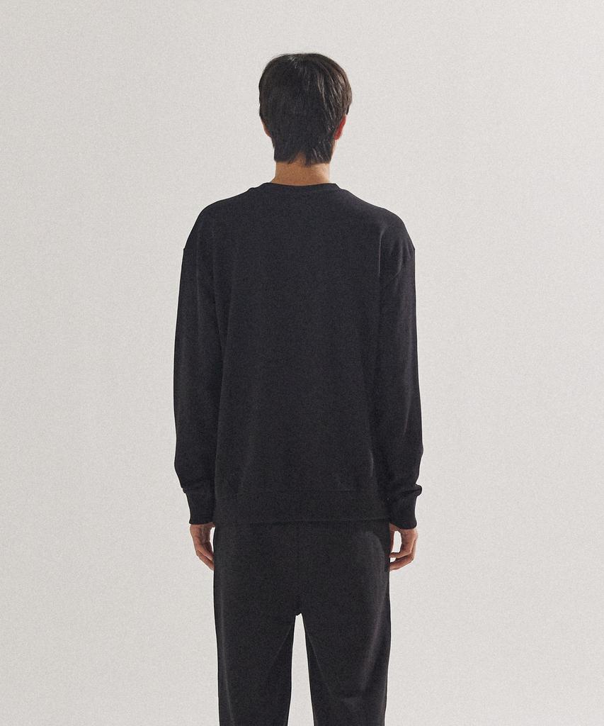 PALAP Signature Logo Embroidered Oversized Sweatshirt_Pl24S3Mt002_Bk