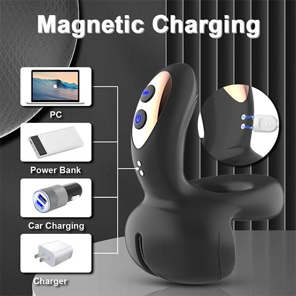 Powerful Vibrator for Men 3 Motors Ejaculation Delay Testicles Perineum Stimulator Cock Ring Sex Toy for Couples Game