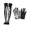 Halloween Skelett Handschuhe und Strümpfe Kostümzubehör Gruselige Spooky Kniehohe Socken Party
