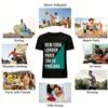 Vintage Island Stripe Print Casual T-Shirt Unisex Loose Breathable Top Pure Cotton T-shirt