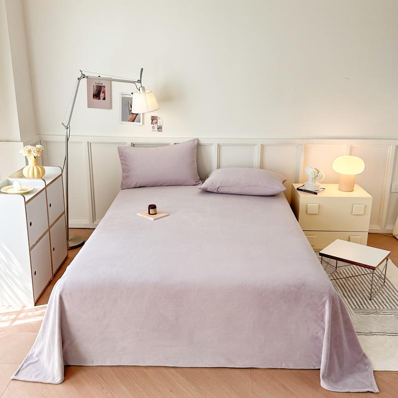 

Blue Warm Milk Velvet Sheets 3 Pieces Autumn and Winter Soft Plus Velvet Solid Color Flat Sheet Queen Bedding with 2 Pillowcases 160cmx230cm 3pcs