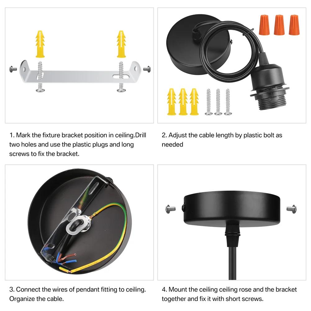 Industrial Pendant Light Kit Edison Retro Pendant E27 Lamp Socket Vintage Pendant Light Cord Mini Ceiling Hanging Light Fixtures