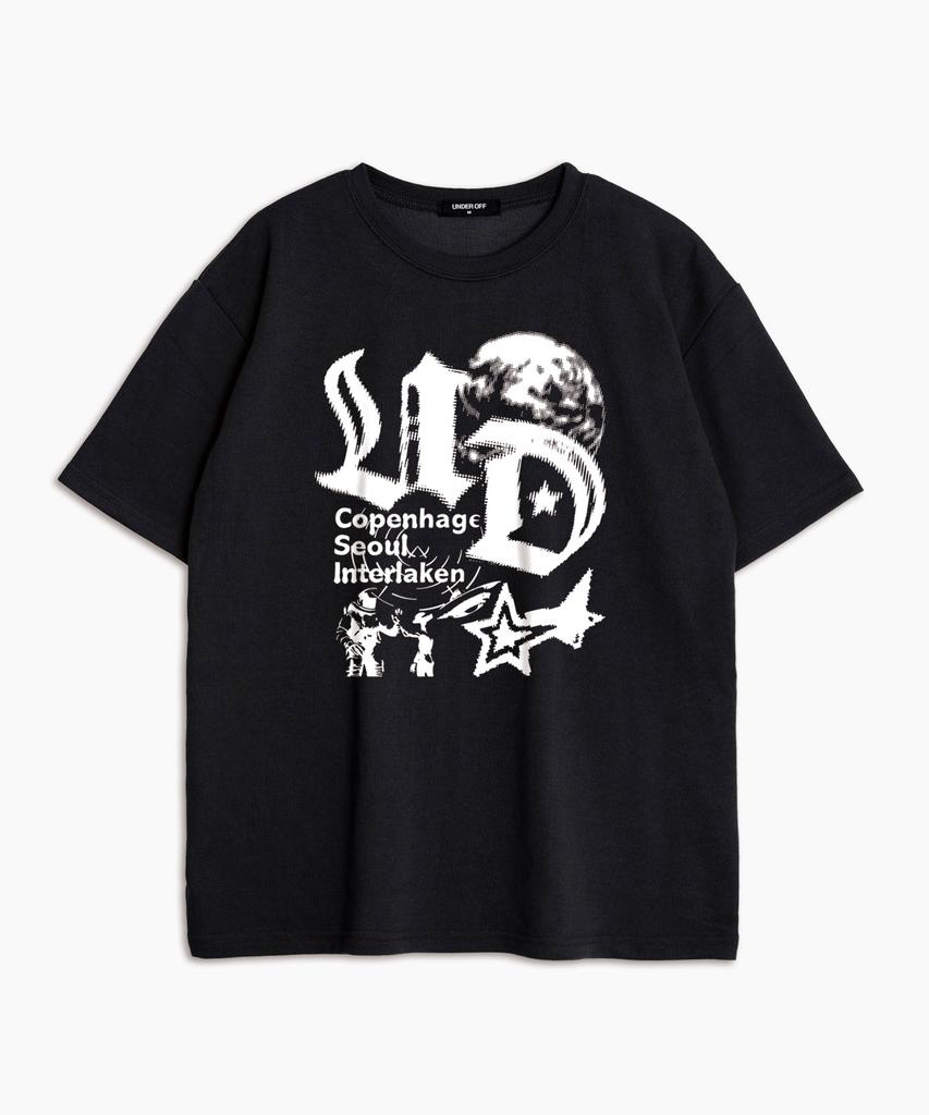 UNDEROFF Oversized Crew Neck Astro Short Sleeve T-Shirt White
