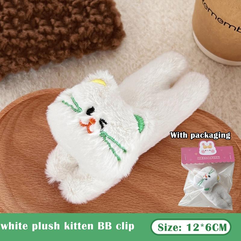 

Cartoon Kitten Plush Hair Clips Cute Side Clips For Women Girls Sweet Versatile Bangs Hair Clip Hair Accessories Gifts белый
