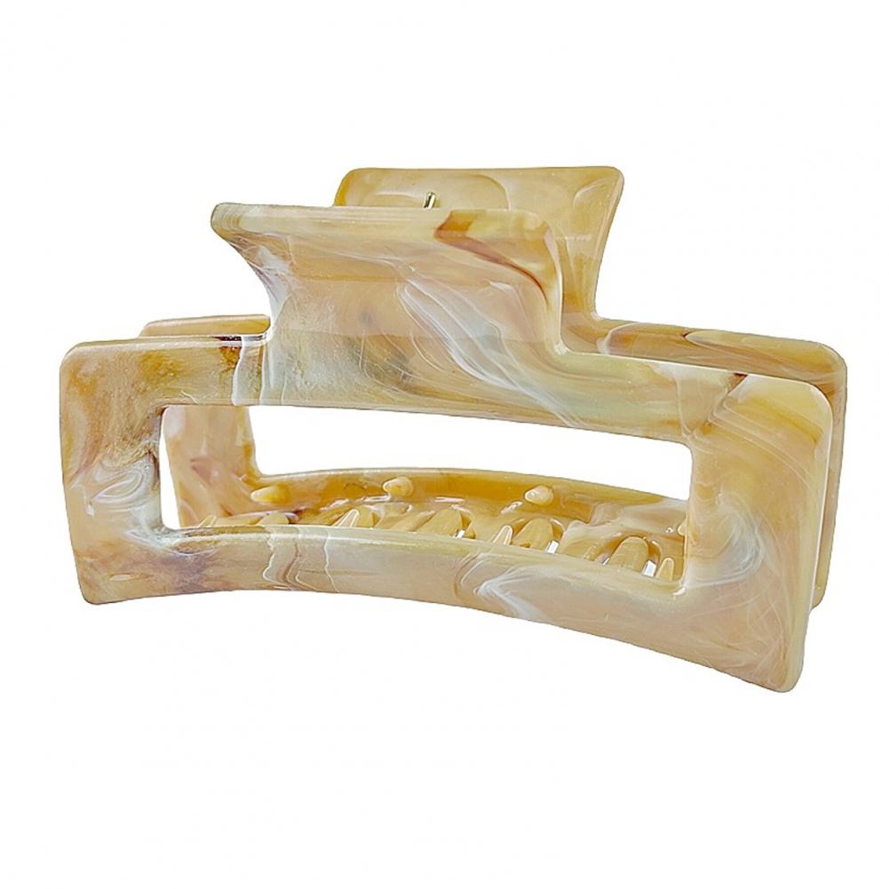 Women Hair Claw Hollow Geometric Rectangle Colorful Cloud Pattern Hair Clip Strong Grip Back Head Shark Clip