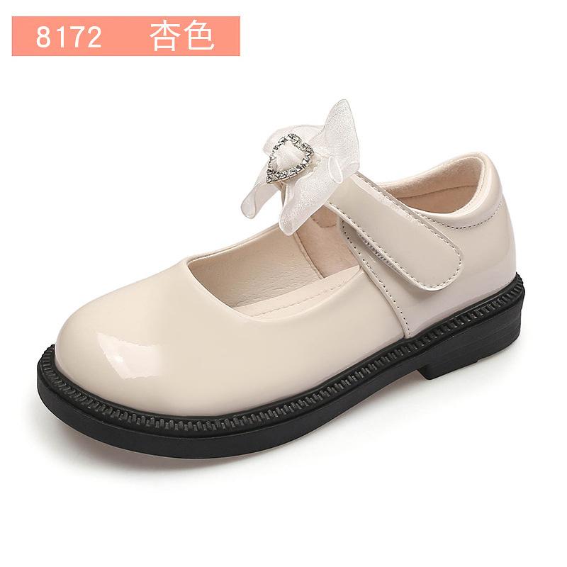 Children's Leather Shoes 2025 New Bow Girl Princess Shoes Soft Sole Casual Student Black Performance Shoes