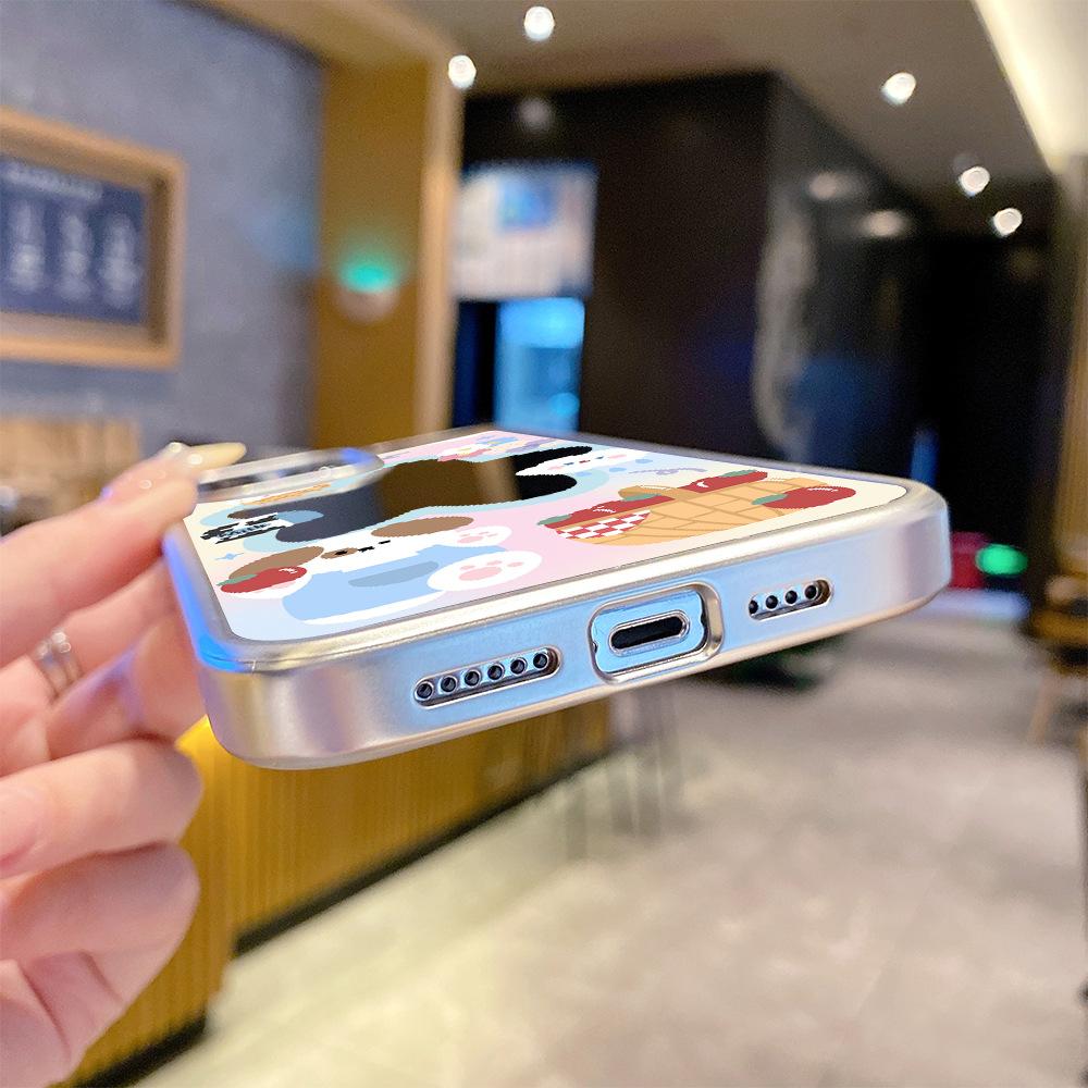 Ins Wind Soft Cute Feeling Apple Puppy Mobile Phone Case iPhone15 Makeup Mirror 16 Cute Mirror Apple 17pro
