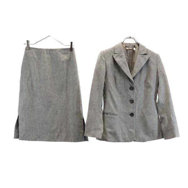 Salvatore Ferragamo Made In Italy Wool Blend Skirt Suit Setup I38 Gray Women Used