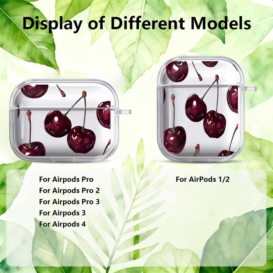 Case For Airpods Pro2 3 2 Pro Pro3 4 1 Clear Earphone Cases Cover Cartoon Cherry Lichee