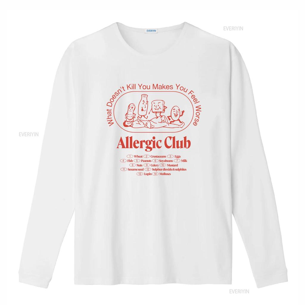 Allergic Club T Shirt Retro Vintage Design Perfect Birthday for Friends vintage Washed Stretched graphic Slightly homme Casual