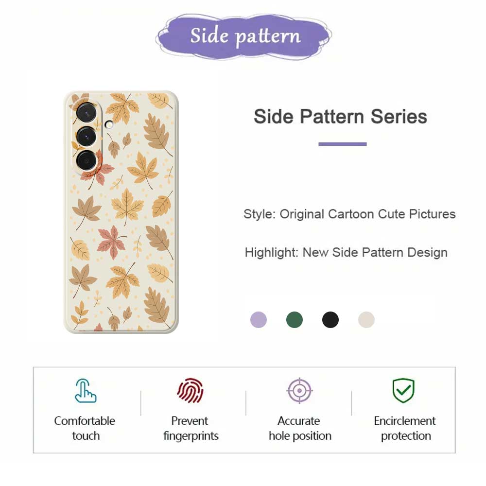 For Samsung Galaxy A36 5G Case Leaves Pattern Printing Straight Edge TPU Phone Back Cover