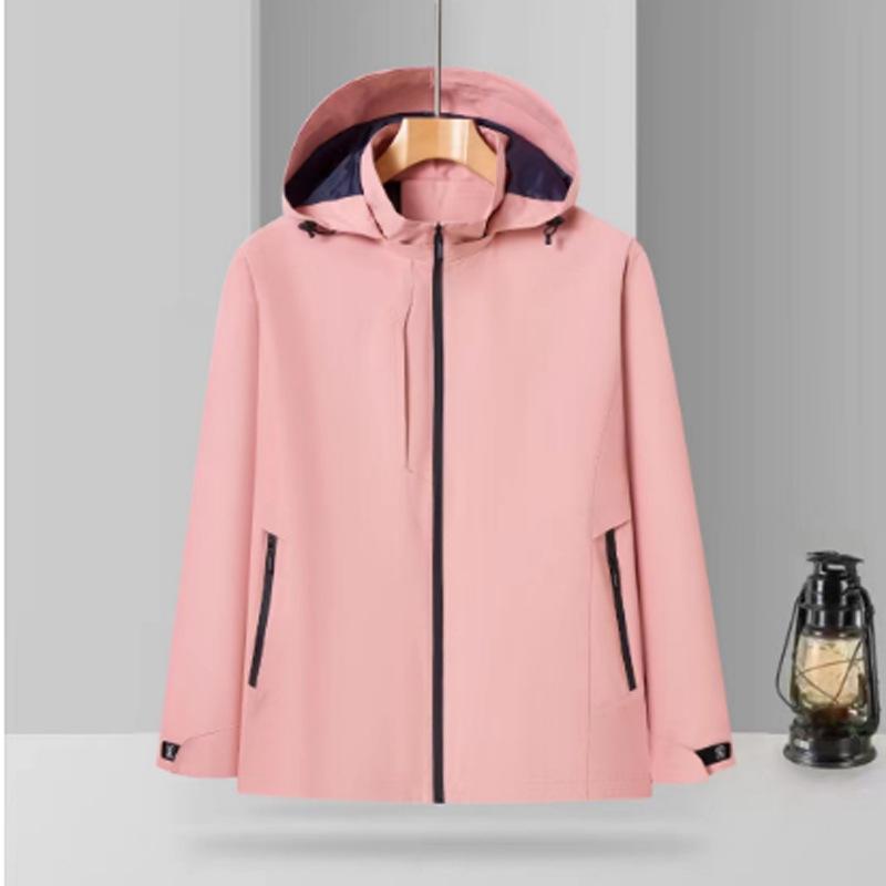 Chaqueta Fina para Hombre de Alta Transpirabilidad de Una Capa Orificio de Ventilación Oculto Impermeable Cremallera Grande Gorro Desmontable Clip