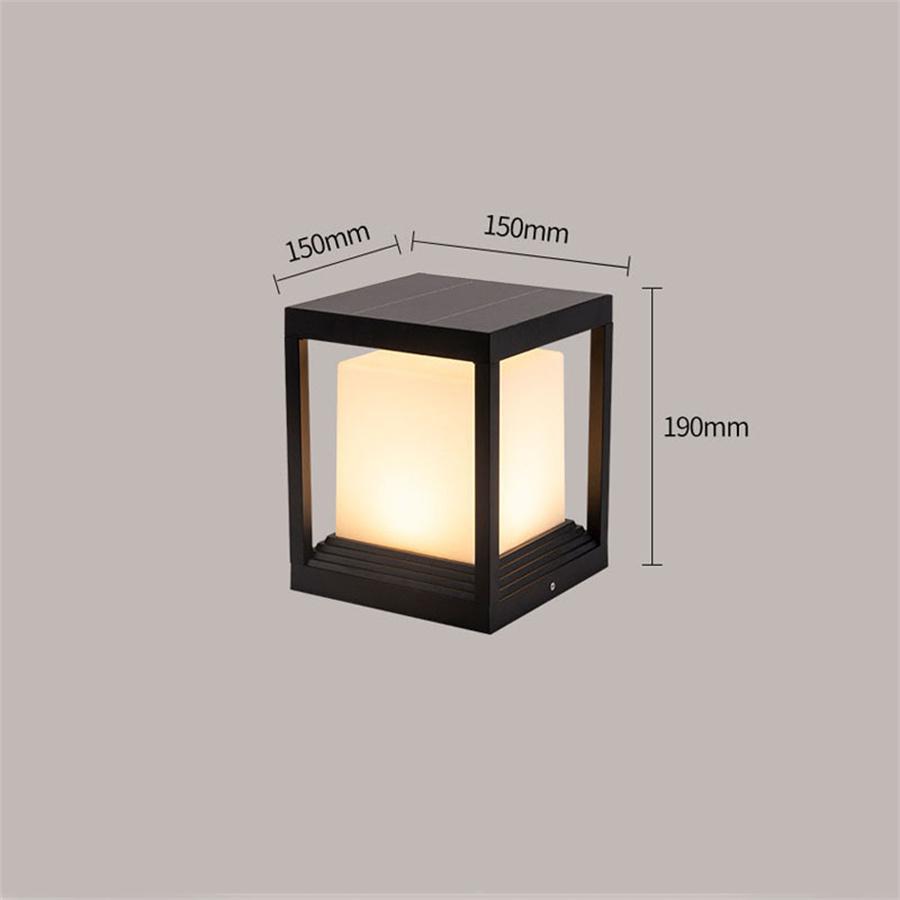 Modern Outdoor Solar Post Light LED Column Lamp IP54 Waterproof Square Lantern Pillar Light Garden Patio Landscape Bollard Light