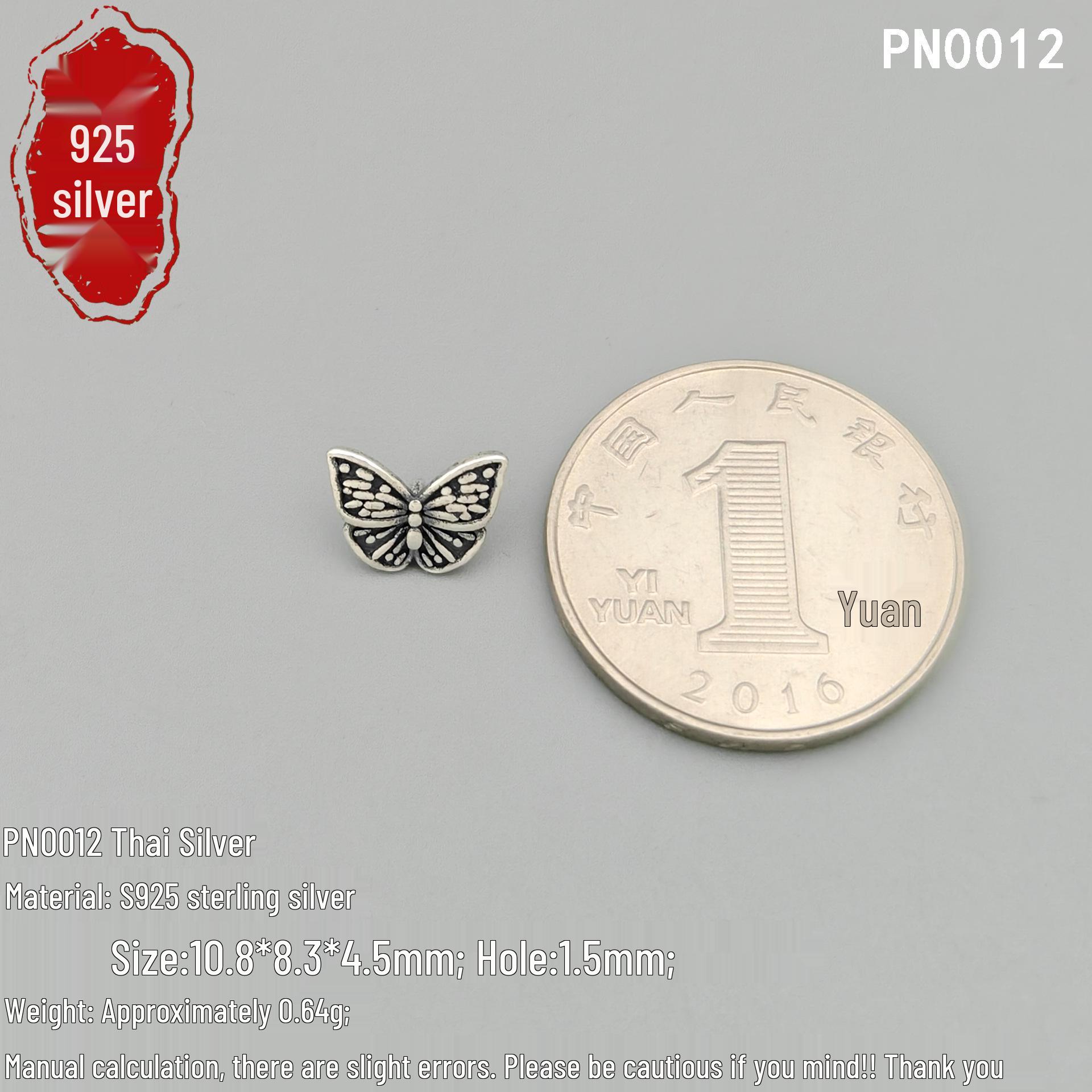 S925 Sterling Silver Butterfly Pendant & Beads for DIY Retro Jewelry Necklace/Bracelet. S925: Single Price