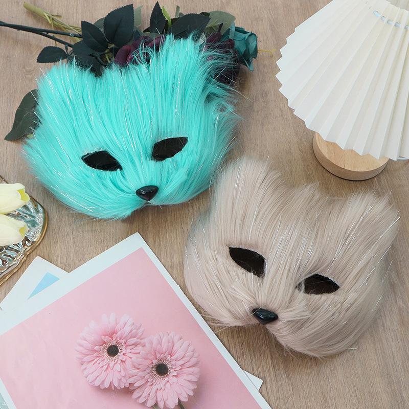 Eye Mask Fluffy Long Hair Mask Fox Mask Synthetic For Cosplay Events Adult Costumes Carnivals