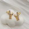 Gaosheng Bamboo Stud Earrings Creative Unique Personality Zircon Stud Earrings Light Luxury Fashion Earrings