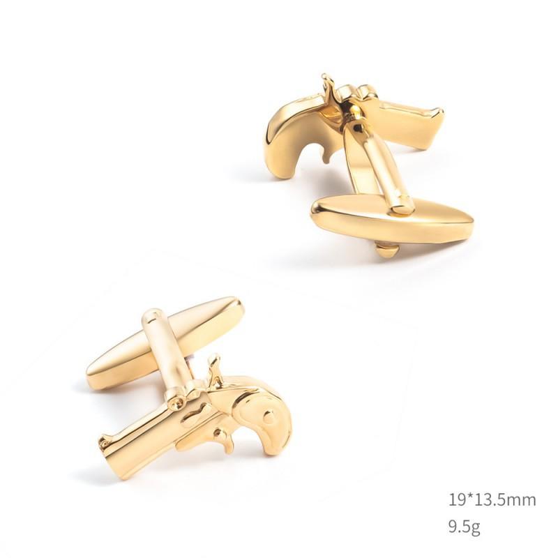 High End Electroplated Gold Silver Signal Gun Copper Cufflinks Men's French