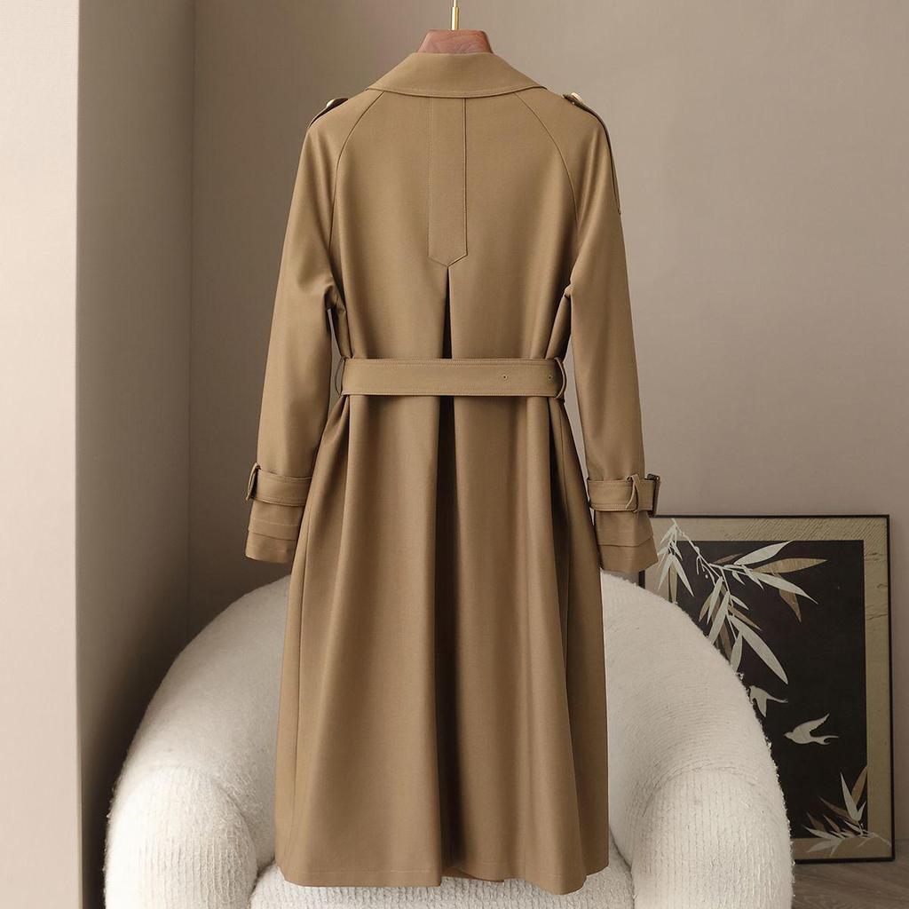 2026 Spring Women's British Style Double-Breasted Belted Trench Coat