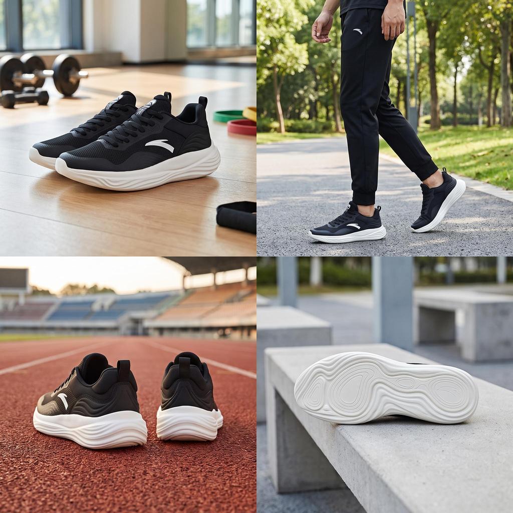 Anta Rutschfeste Strapazierfähige Low-Top Trainingsschuhe Herren Sneaker Schwarz Weiß 112447793R-1