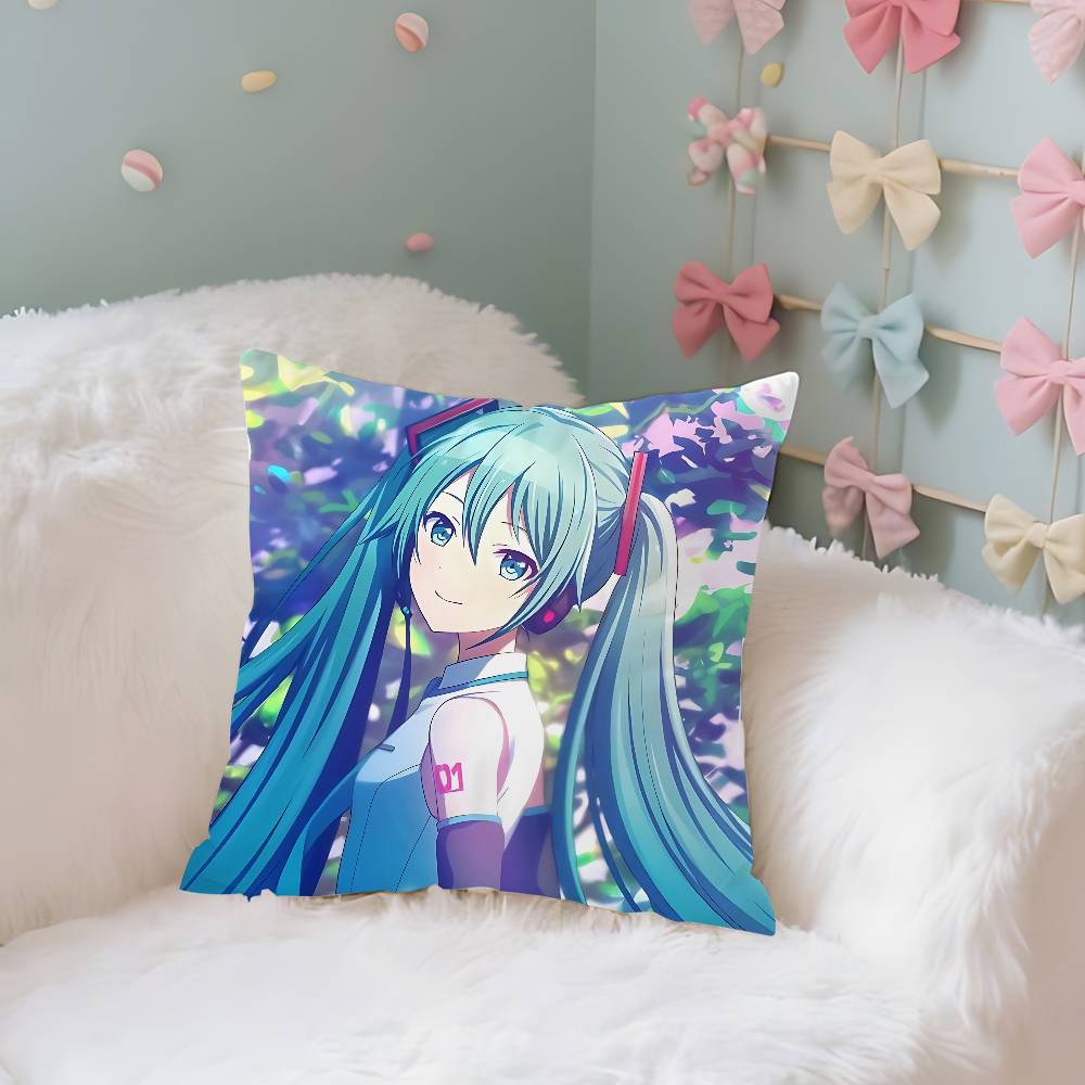 Anime-H-Hatsune-Mikus Kawaii Throw Pillow Covers Pattern Cushion Cover Suitable For Sofa Bedroom Car Pillow Cover